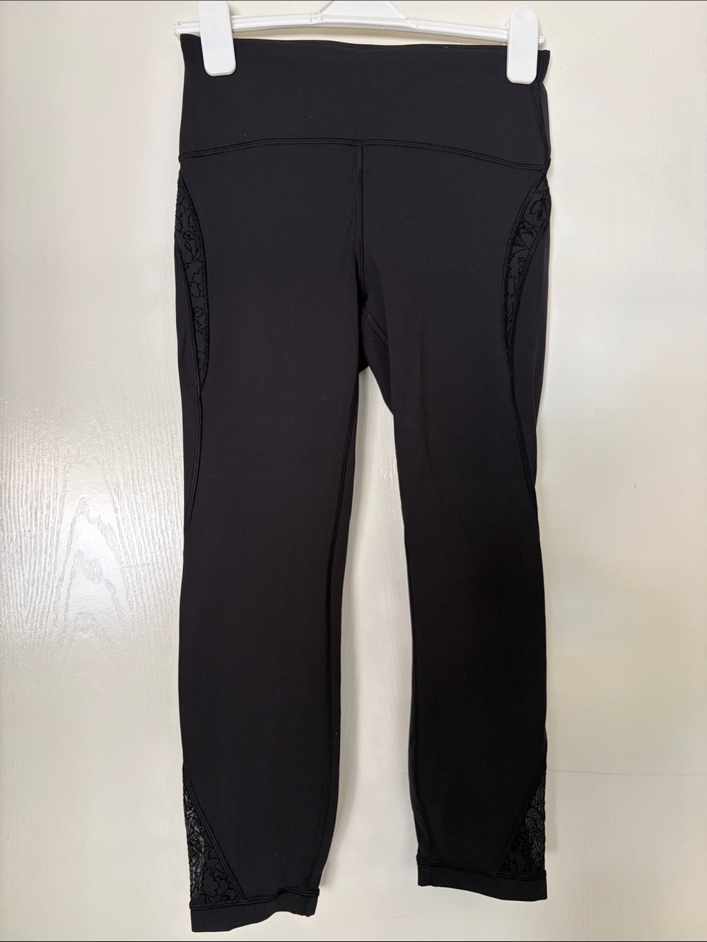 lululemon athletica Black Lace-Inset High-Rise Leggings
